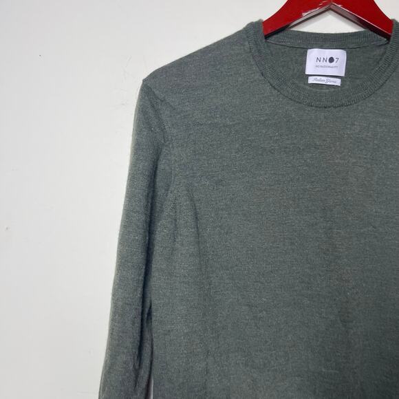 NN07 No nationality New Barca Merino Sweater green Italian yarn crewneck sz L - Picture 2 of 6